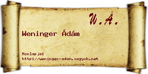 Weninger Ádám névjegykártya